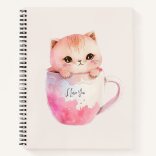 Cuaderno Gato blanco-rosado en una taza de té (2)