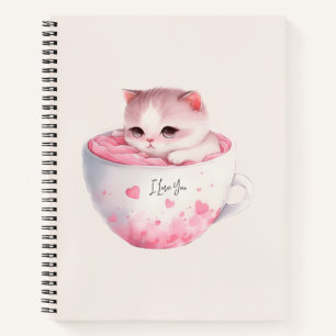 Cuaderno Gato blanco-rosado en una taza de té (3)