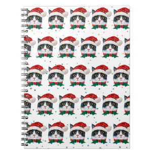 Cuaderno Gato blanco y negro lindo con Navidades de Santa H