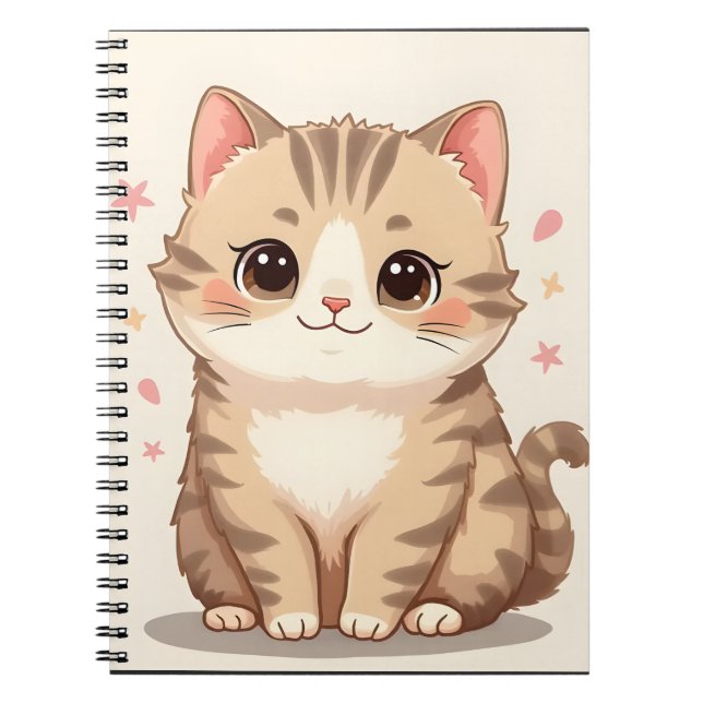 Cuaderno Gato brillante: Kawaii dulce arte gatito para cual (Frente)