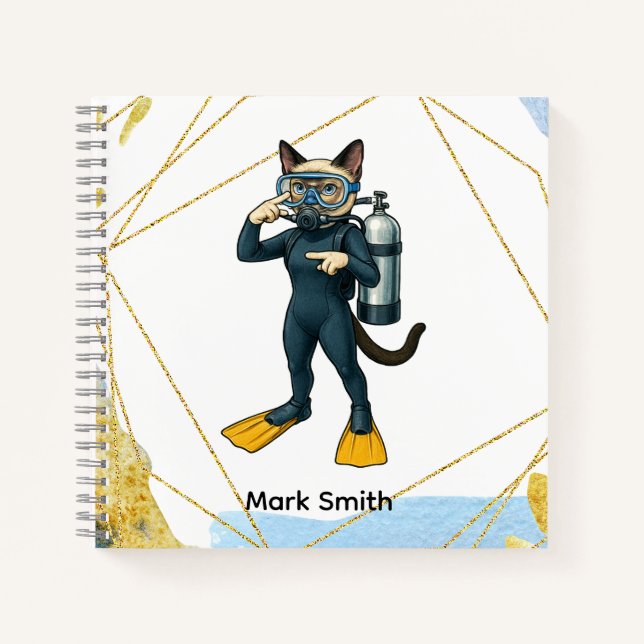 Cuaderno Gato Buceador Bajo el Mar  (Anverso)