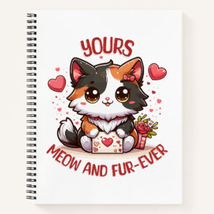 Cuaderno Gato Calico Adorable Día de San Valentín