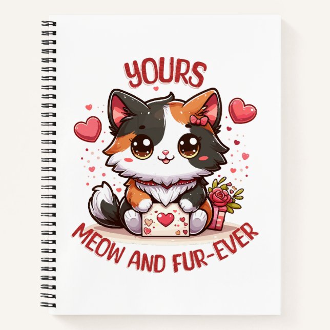 Cuaderno Gato Calico Adorable Día de San Valentín  (Anverso)