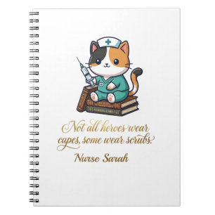 Cuaderno Gato Calico Enfermera Bonita Personalizado 