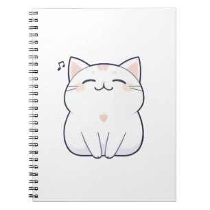Cuaderno Gato Cantando con Nota Musical Diseño Kawaii