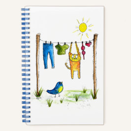 Cuaderno Gato caprichoso en la línea de la ropa