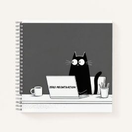 Cuaderno Gato Cero Motivación – Divertido Cartoon de Trabaj