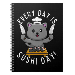 Cuaderno Gato Chef Lindo Divertido Cada Día es Día de Sushi