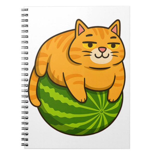 Cuaderno Gato Chubby en una sandía meme camiseta (Frente)