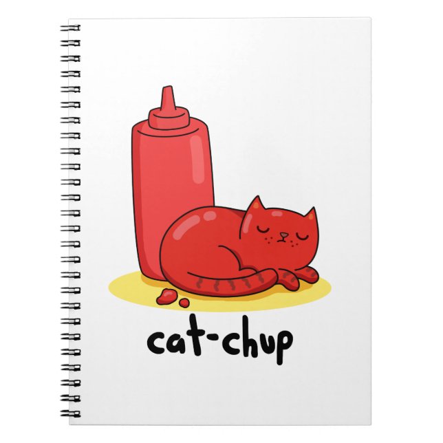 Cuaderno Gato-chup Salsa Roja Divertida Gato Juego de Palab (Frente)