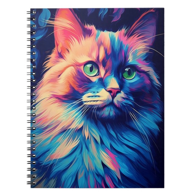 Cuaderno Gato colorido de Maine Coon (Frente)