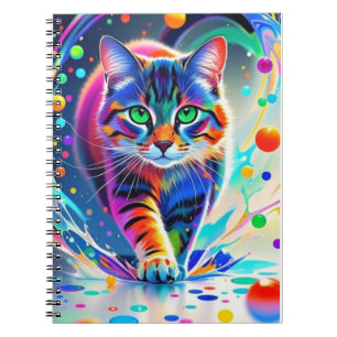 Cuaderno Gato colorido, salpicadura, pintura, calificación