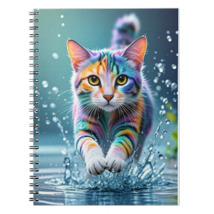 Cuaderno Gato colorido, salpicadura, pintura, calificación
