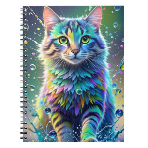 Cuaderno Gato colorido, salpicaduras, pintura, clasificació