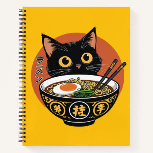 Cuaderno Gato comiendo ramen