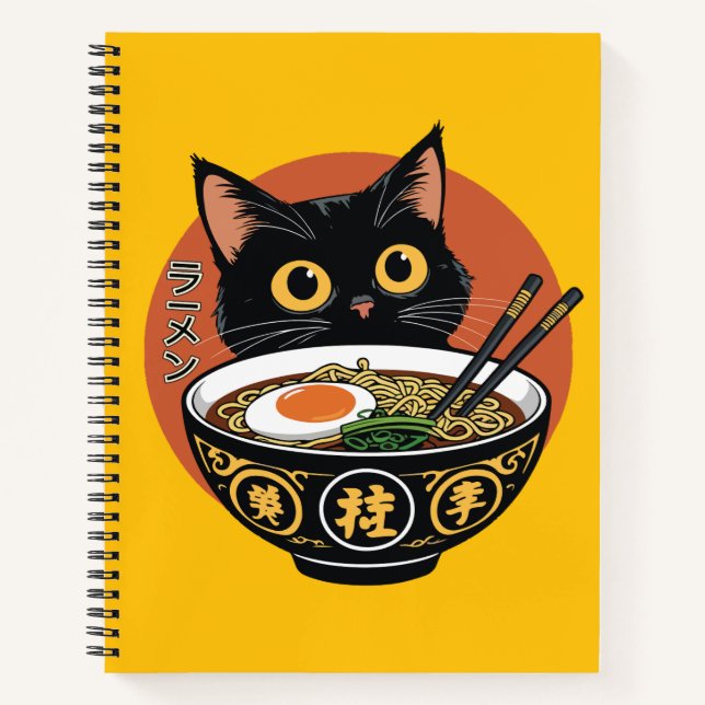 Cuaderno Gato comiendo ramen  (Anverso)