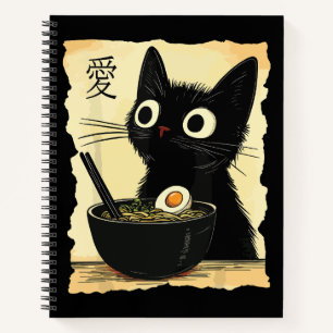 Cuaderno Gato comiendo ramen