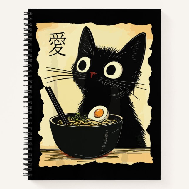 Cuaderno Gato comiendo ramen  (Anverso)