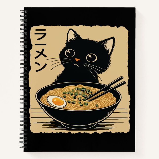 Cuaderno Gato comiendo ramen  (Anverso)