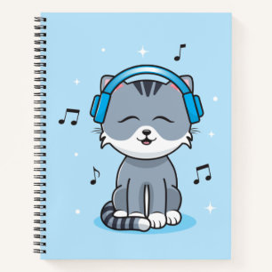 Cuaderno Gato con audífonos gobernado por la universidad (8