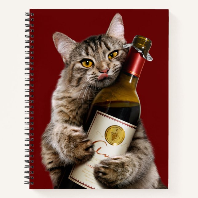 Cuaderno Gato Con Botella De Vino (Anverso)