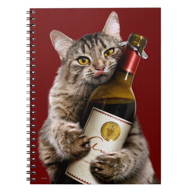 Cuaderno Gato Con Botella De Vino (Frente)