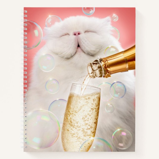 Cuaderno Gato con champagne (Anverso)