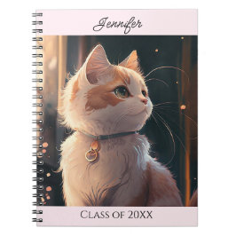 Cuaderno Gato con equipo portátil de regalo de nombre perso