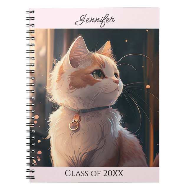 Cuaderno Gato con equipo portátil de regalo de nombre perso (Frente)