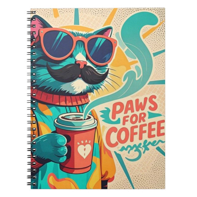 Cuaderno Gato con gafas de sol sobredimensionadas, sostenie (Frente)