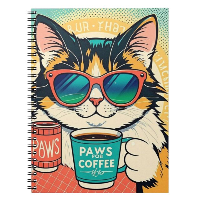 Cuaderno Gato con gafas de sol sobredimensionadas, sostenie (Frente)