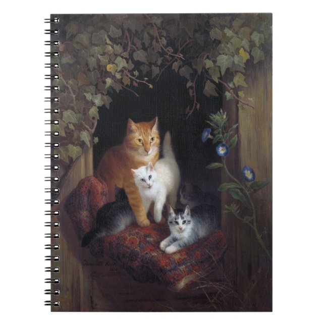 Cuaderno Gato con gatitos Henriette Knip 1844 (Frente)