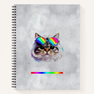 Cuaderno Gato con peluca y gafas de sol (Cuadro #3)