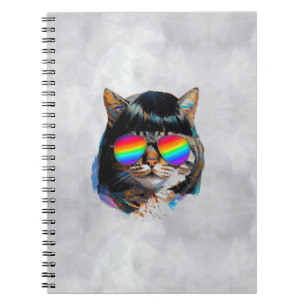 Cuaderno Gato con peluca y gafas de sol (Cuadro #5)