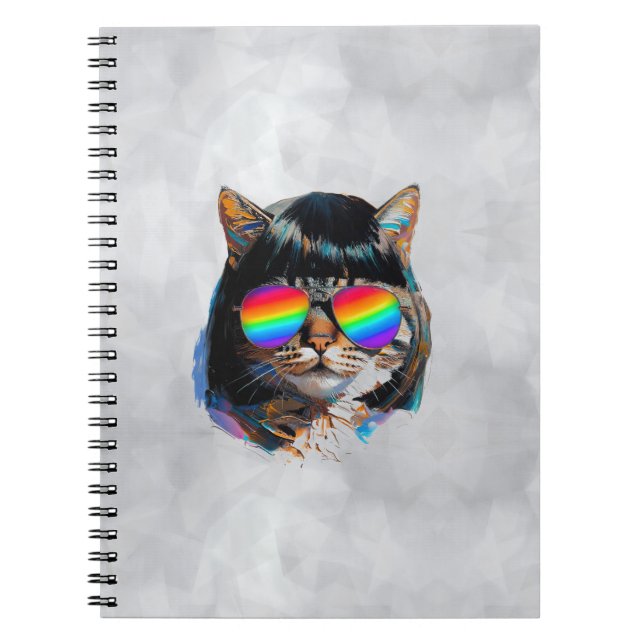 Cuaderno Gato con peluca y gafas de sol (Cuadro #5) (Frente)