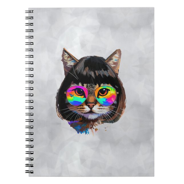 Cuaderno Gato con peluca y gafas de sol (Cuadro #9) (Frente)