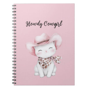Cuaderno Gato con sombrero de vaquera rosa