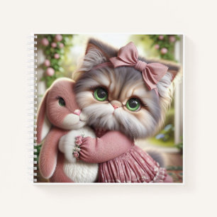 Cuaderno Gato con vestido rosa con conejo, de Natasha Us