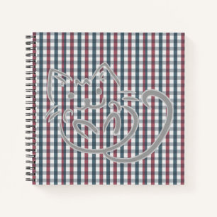 Cuaderno Gato corto sobre rojo y azul