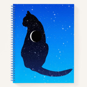 Cuaderno Gato cósmico en un fondo de cielo estrellado