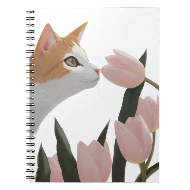 Cuaderno Gato Curioso Floral de Primavera (Frente)