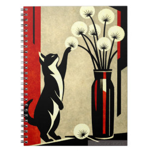 Cuaderno Gato Curioso y Dandeliones – Estilo Art Déco