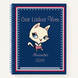 Cuaderno Gato Damas Votar Script Gracioso Negrita Feminista