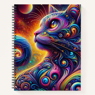 Cuaderno Gato de arco iris en espiral místico de galaxia