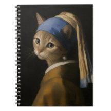 Gato de Arte con Pendiente de Perla y Chica Linda