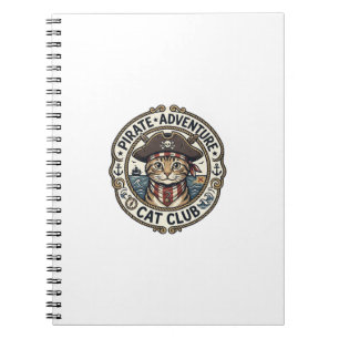 Cuaderno Gato de aventura pirata arte vectorial POD - Avent