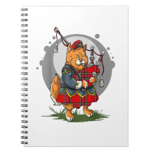 Cuaderno Gato de Bagpipes Jugando Bagpipes Música Escocesa 
