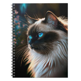 Cuaderno Gato de Birman en bloc de notas de aceites florale