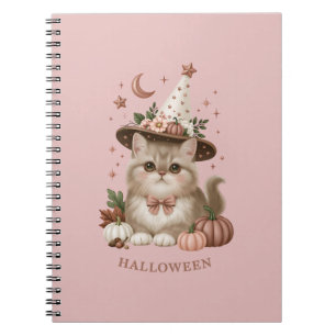 Cuaderno Gato de bruja de Halloween con calabaza adorable