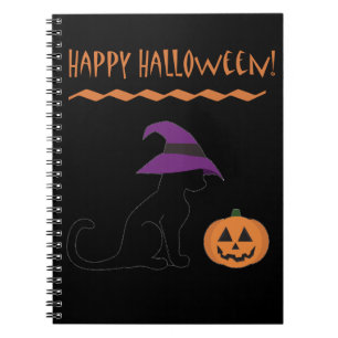 Cuaderno Gato de bruja de Halloween y calabaza